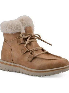 Cliffs by White Mountain Harrison Lace Up Bootie Brown 9.5 New $79